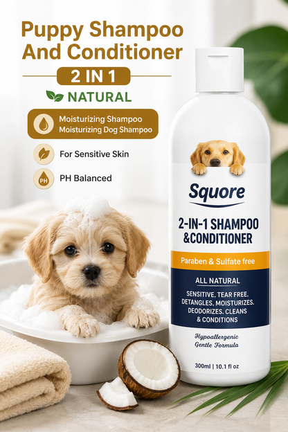 2-in-1 Pet Shampoo & Conditioner for Dogs & Cats – Natural Moisturizing Formula for Sensitive Skin | pH Balanced