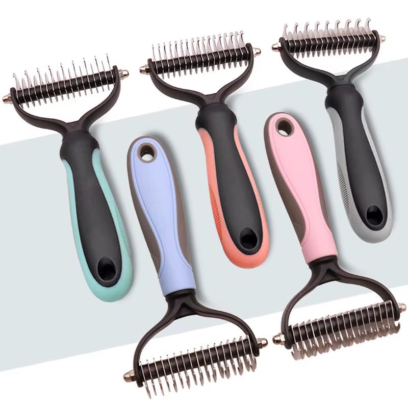 New Hair Removal Comb for Dogs Cat Detangler Fur Trimming Dematting Brush Grooming Tool for Matted Long Hair Curly Pet