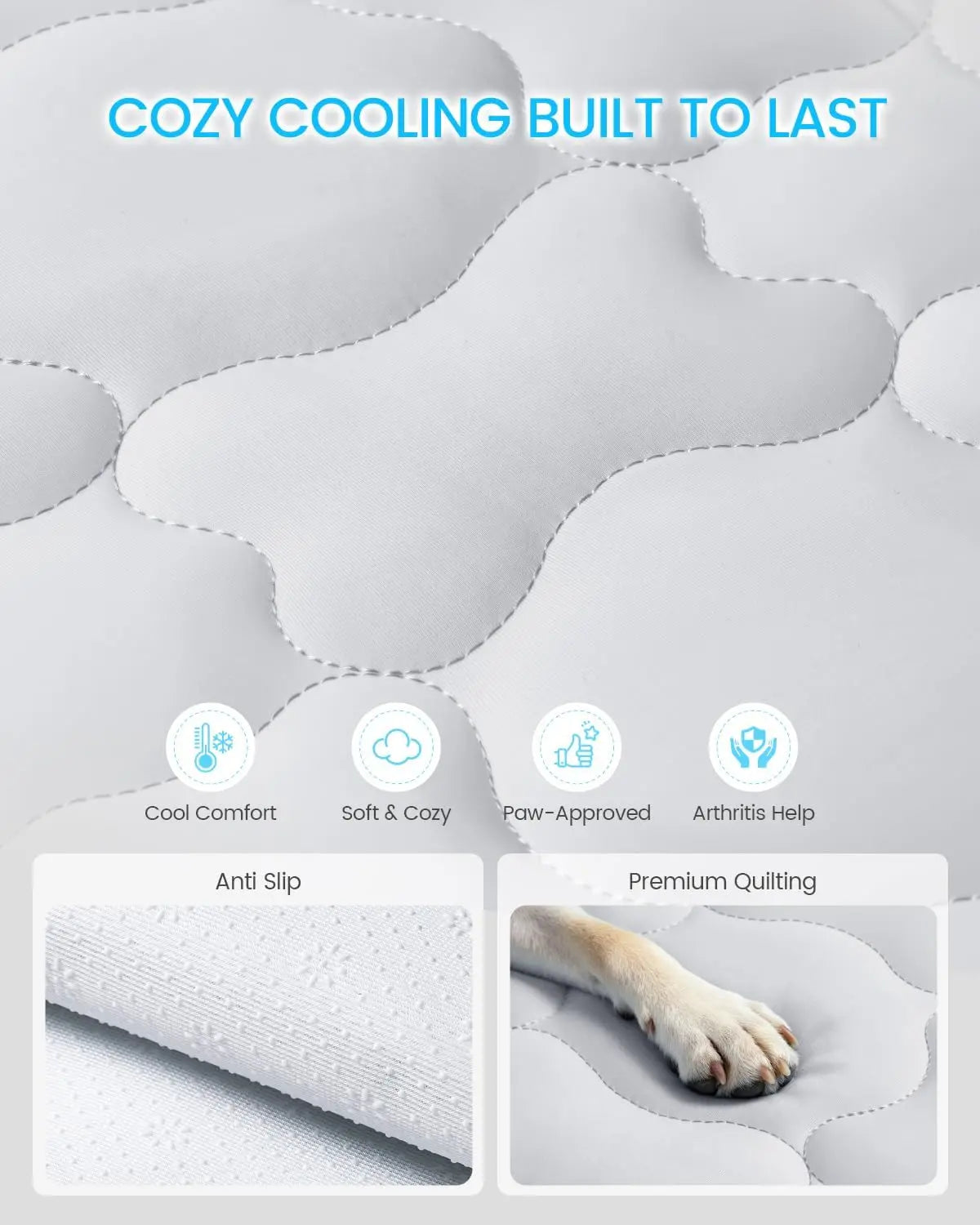 Extra Large Cooling Dog Mat 47"X32" for Large Dogs & Cats – Self Cooling, Breathable & Washable Summer Pet Pad