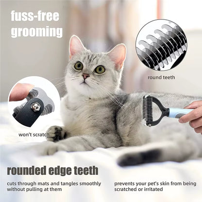New Hair Removal Comb for Dogs Cat Detangler Fur Trimming Dematting Brush Grooming Tool for Matted Long Hair Curly Pet