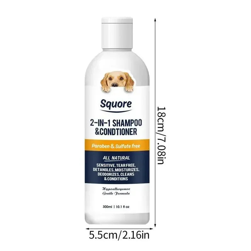 2-in-1 Pet Shampoo & Conditioner for Dogs & Cats – Natural Moisturizing Formula for Sensitive Skin | pH Balanced