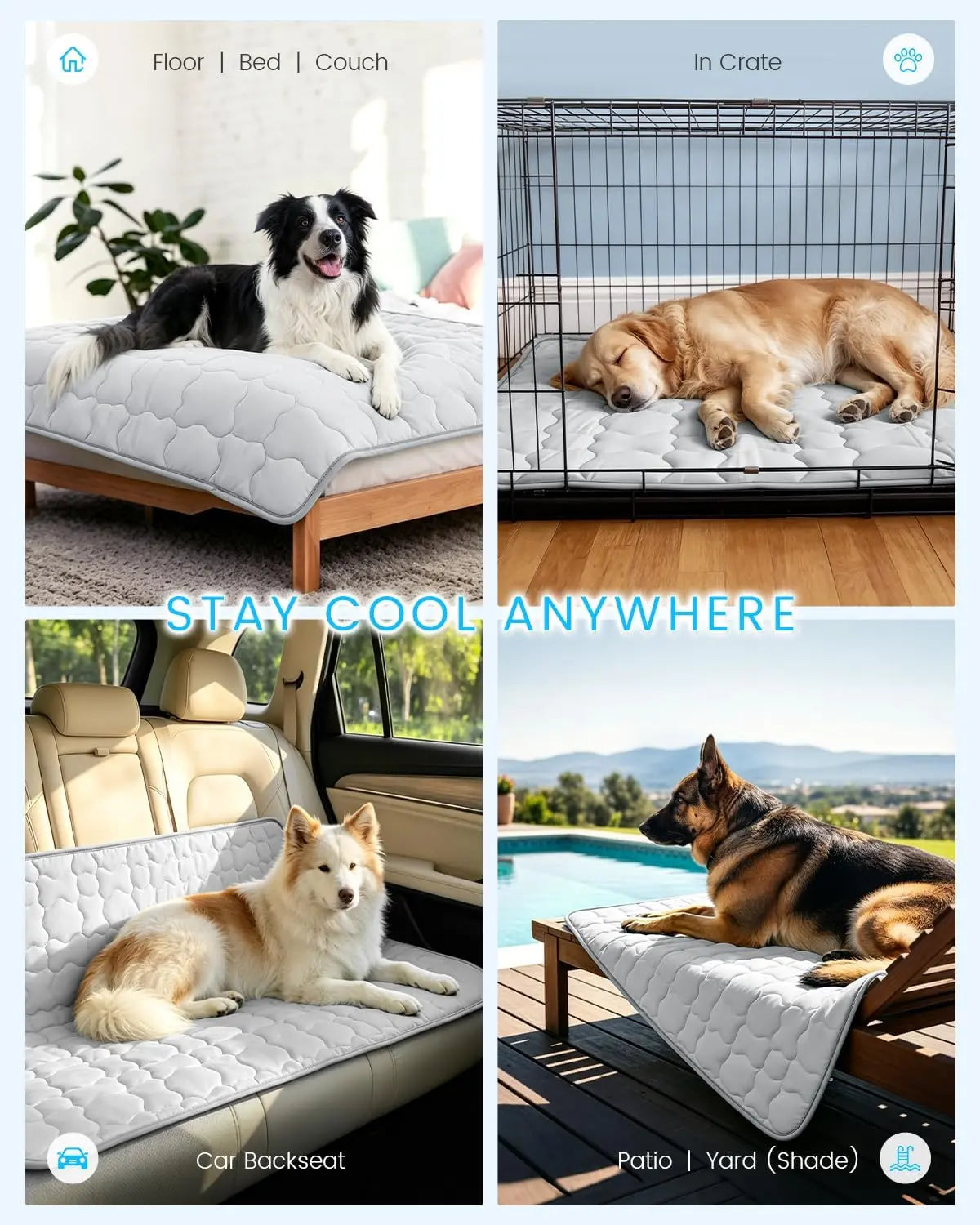 Extra Large Cooling Dog Mat 47"X32" for Large Dogs & Cats – Self Cooling, Breathable & Washable Summer Pet Pad