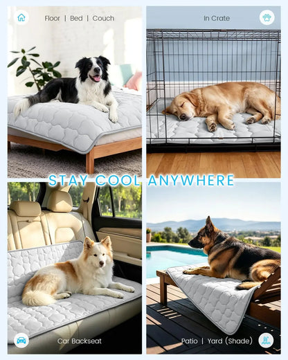 Extra Large Cooling Dog Mat 47"X32" for Large Dogs & Cats – Self Cooling, Breathable & Washable Summer Pet Pad