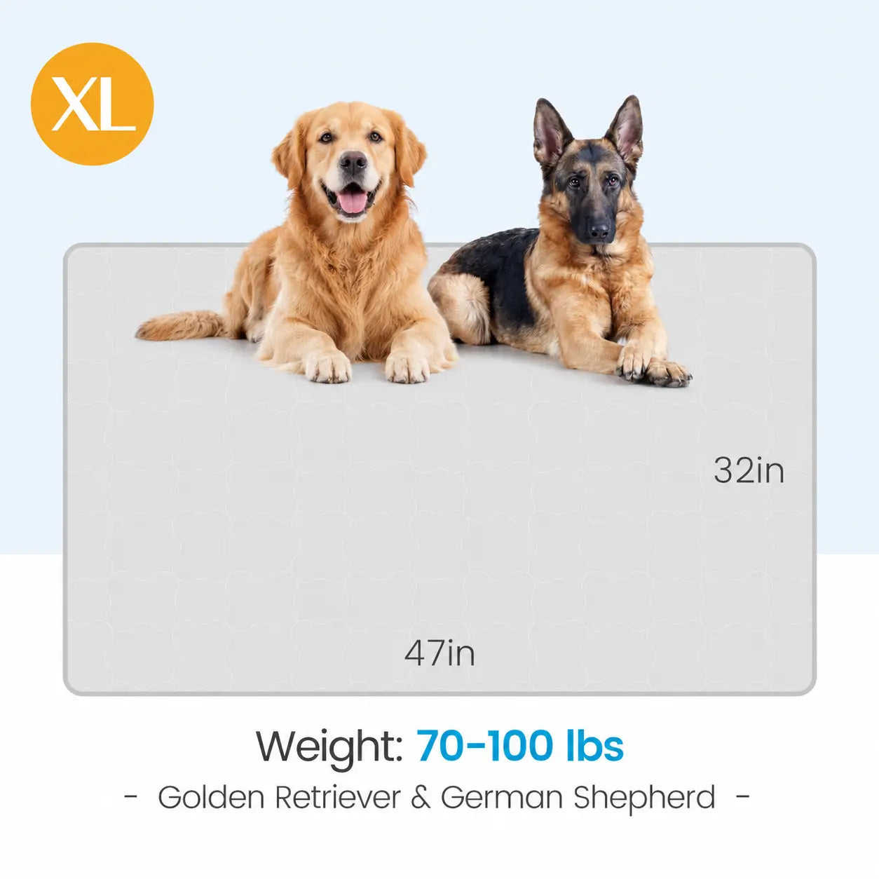 Extra Large Cooling Dog Mat 47"X32" for Large Dogs & Cats – Self Cooling, Breathable & Washable Summer Pet Pad